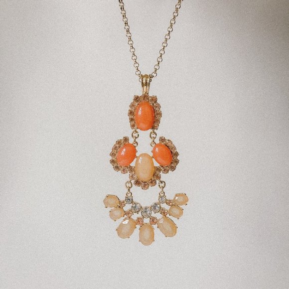 J. Crew Jewelry - J. Crew Orange Rhinestone Pendant Gold Necklace